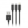 Câble Nylon Elégance 3 en 1 Lightning/Micro USB/USB-C